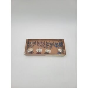 2002 Bombay Co Set of 4 Beaded Wine Bottle Necklace identification Tags Vtg